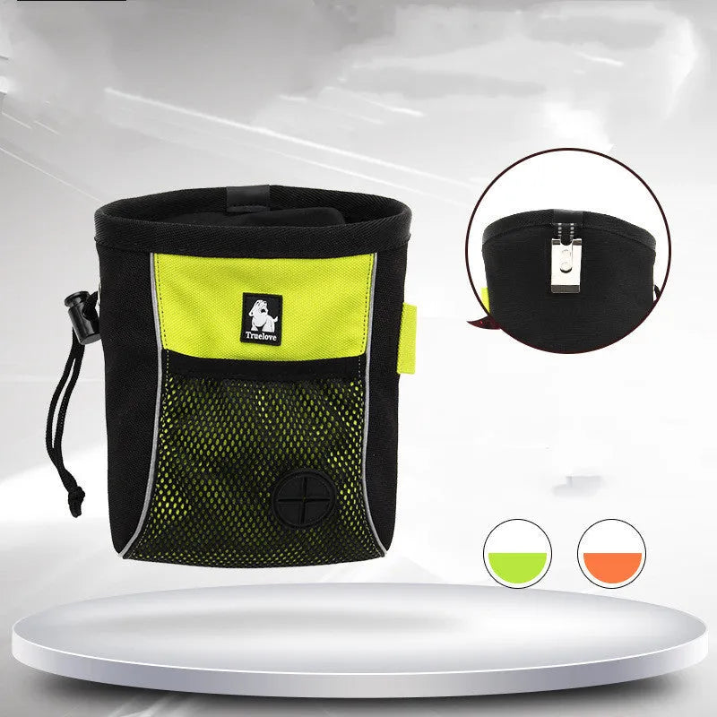 Orange dog training waist bag with adjustable belt and removable waste compartment
