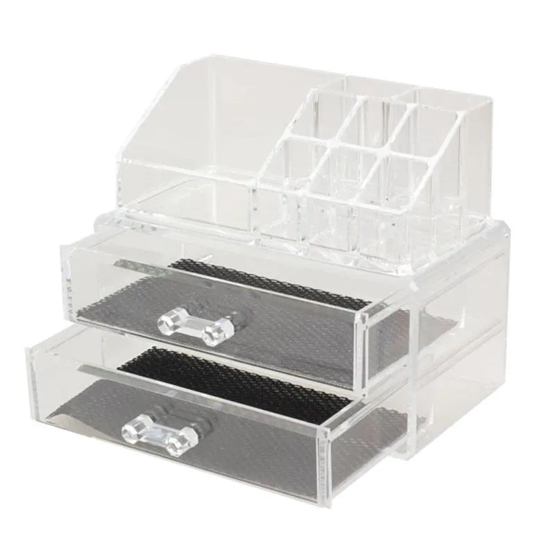Transparent foldable acrylic makeup storage case with 18 litre capacity