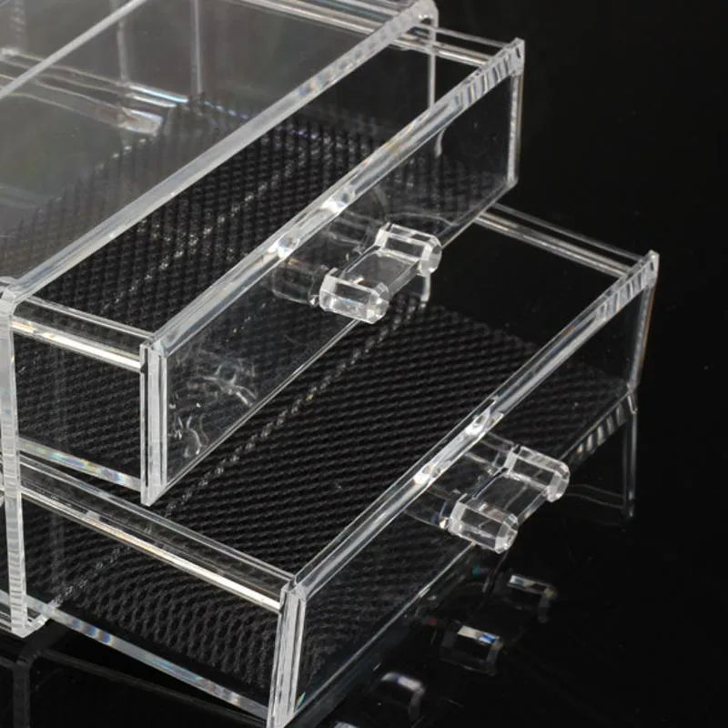 Transparent foldable acrylic makeup storage case with 18 litre capacity
