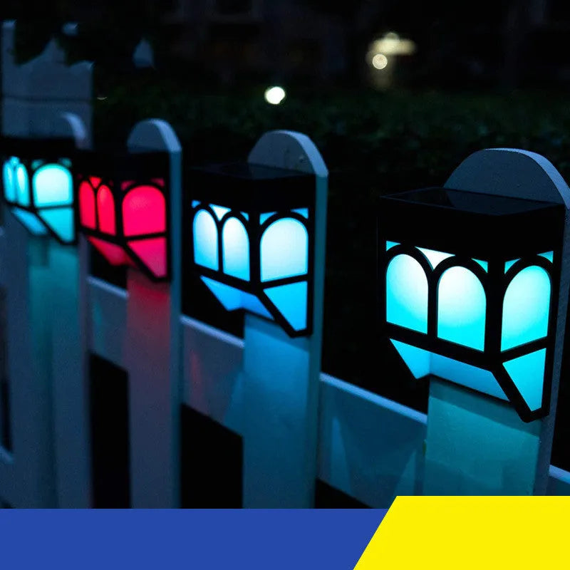 Solar wall lamp for outdoor courtyard and garden lighting with five colour modes