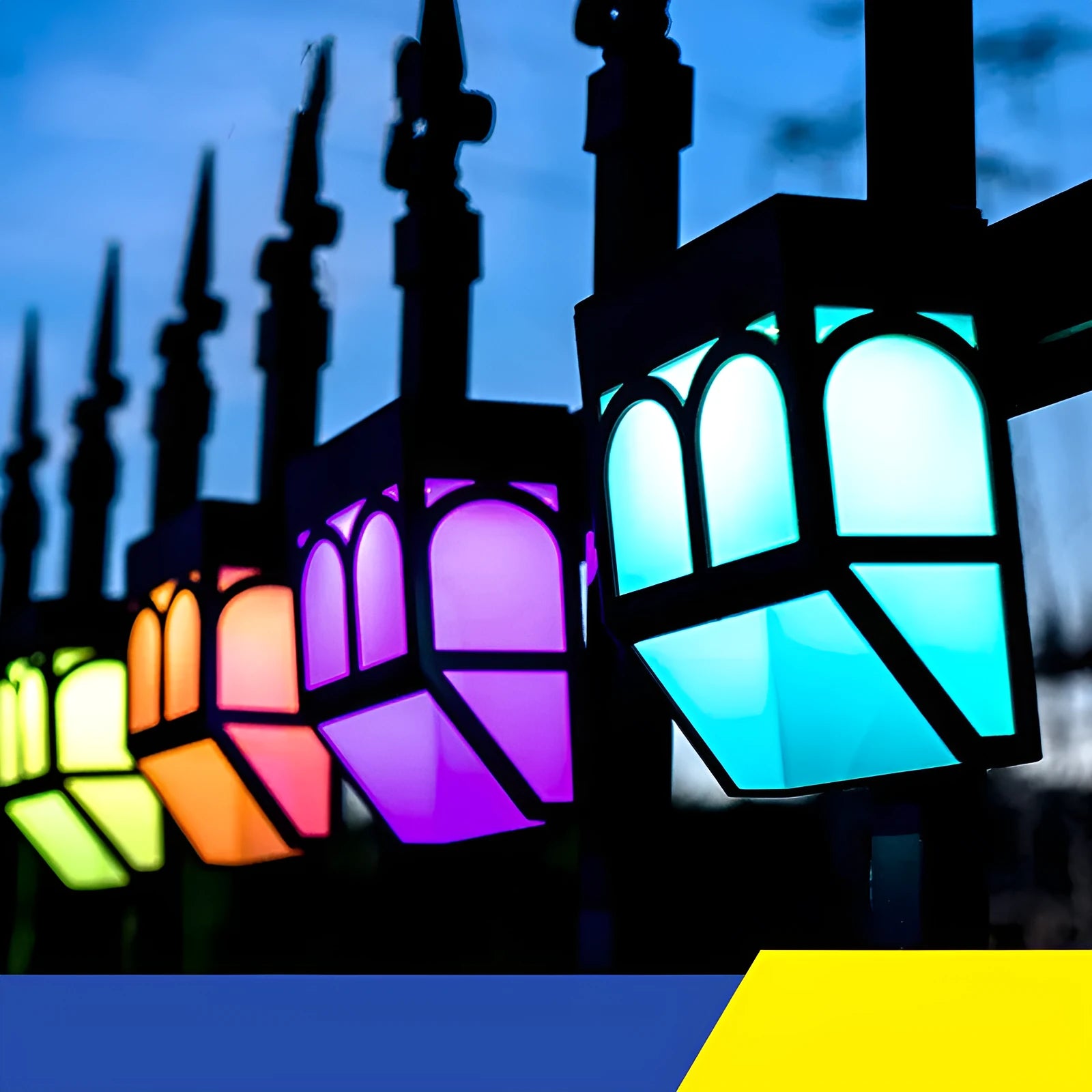 Solar wall lamp for outdoor courtyard and garden lighting with five colour modes