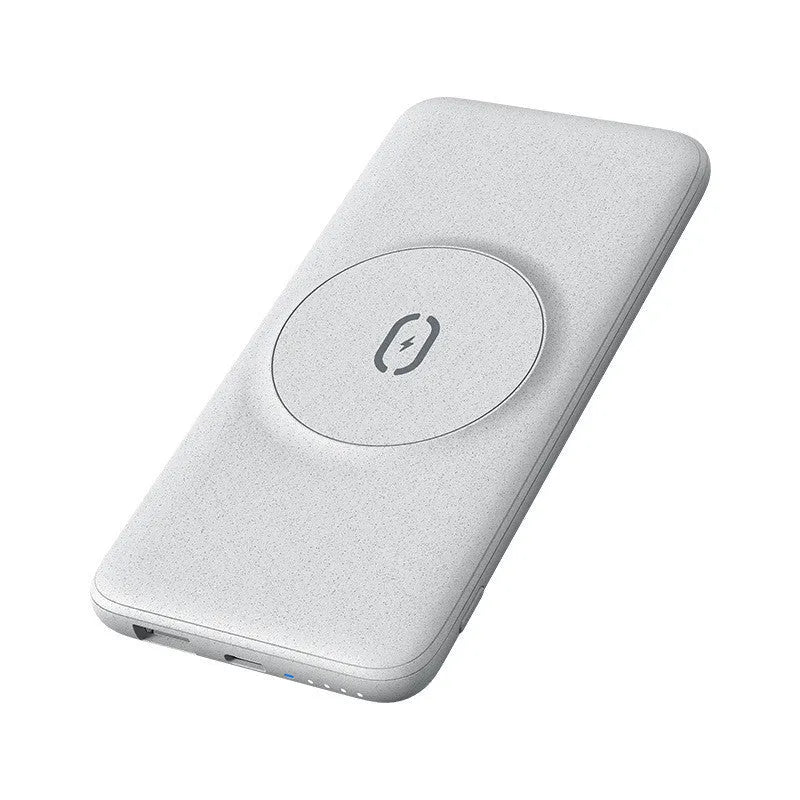 Maiduo Magsafe magnetic wireless power bank in mint green colour showing clip and dimensions