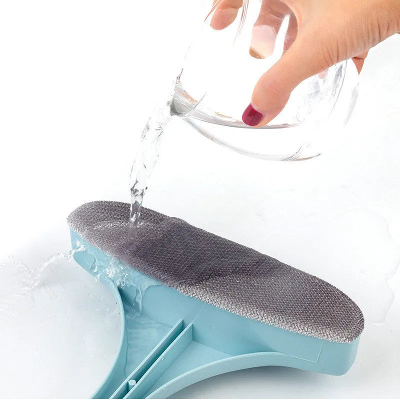 Screen window cleaning tool with microfibre brush head and crevice brush attachment
