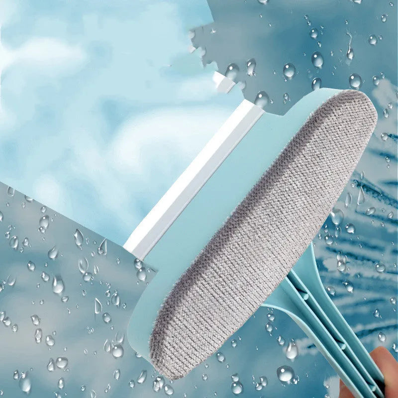 Screen window cleaning tool with microfibre brush head and crevice brush attachment