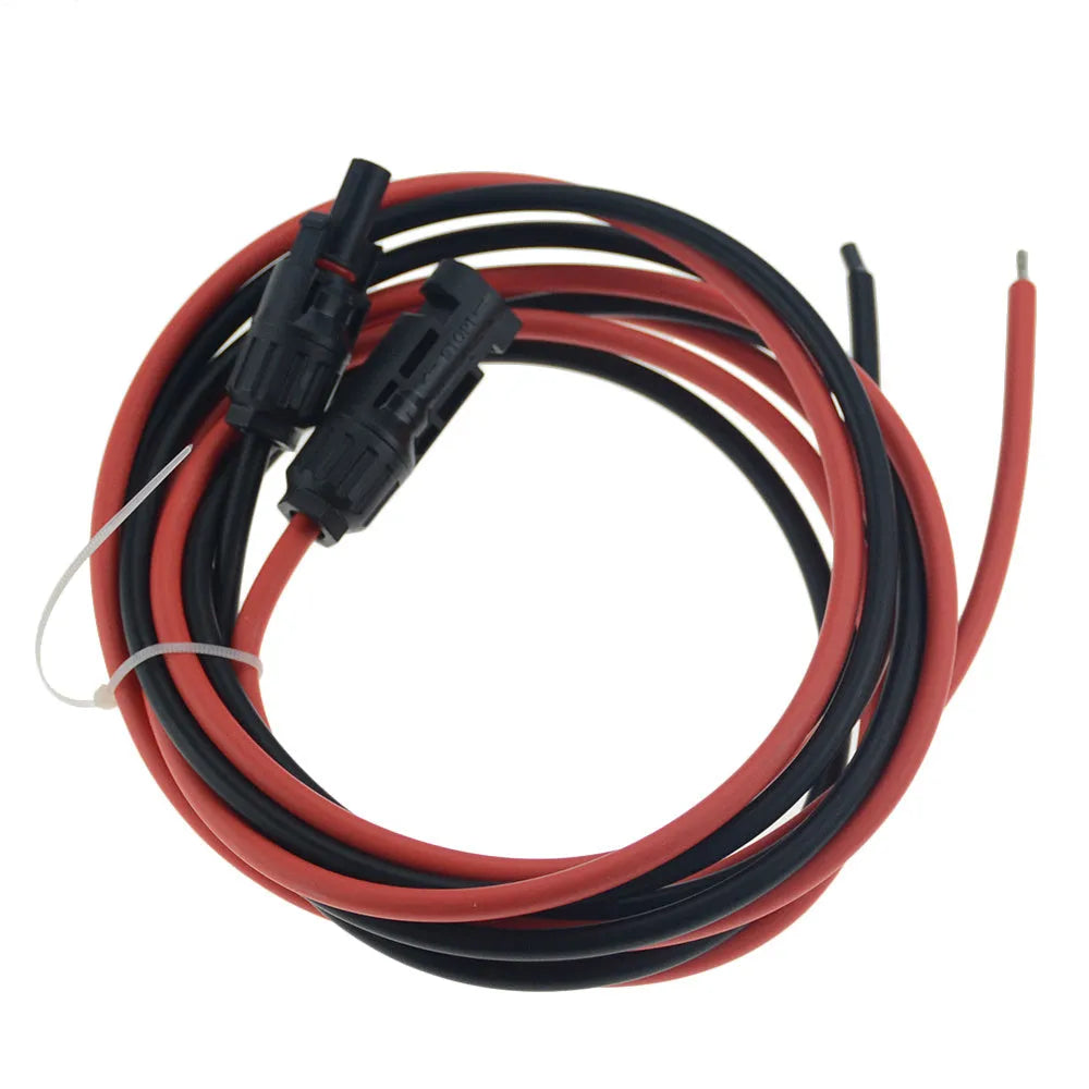 MC4 solar panel extension cable in red and black with low-smoke halogen-free insulation