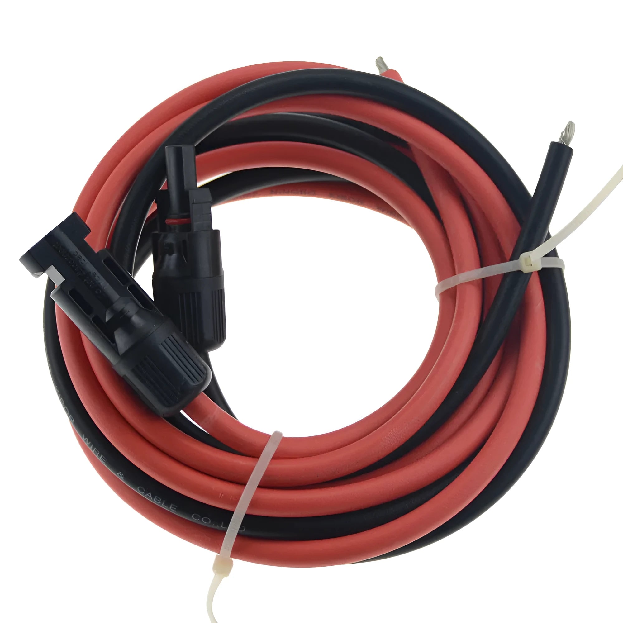 MC4 solar panel extension cable in red and black with low-smoke halogen-free insulation