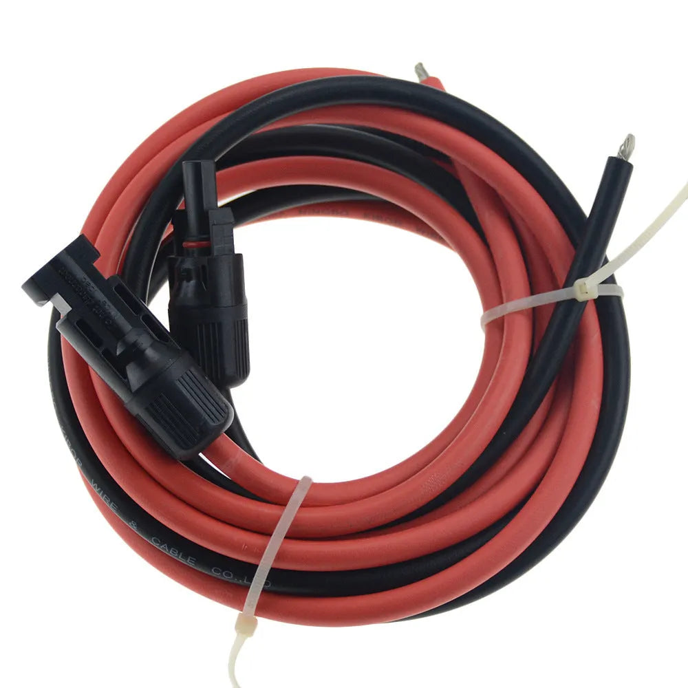 MC4 solar panel extension cable in red and black with low-smoke halogen-free insulation