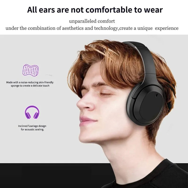 Black Gorsun E98 wireless over-ear Bluetooth headphones with padded headband and Memory-protein ear cushions.