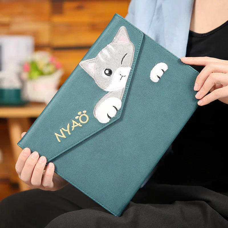 Cartoon compatible tablet cover for iPad Pro 11 in dark green with suction design