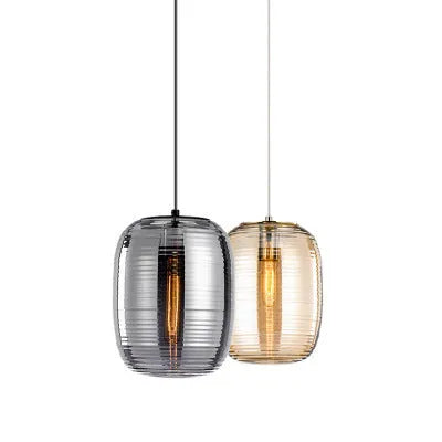 Glass table lamp with Nordic design in cognac or smoky grey colour with LED light source