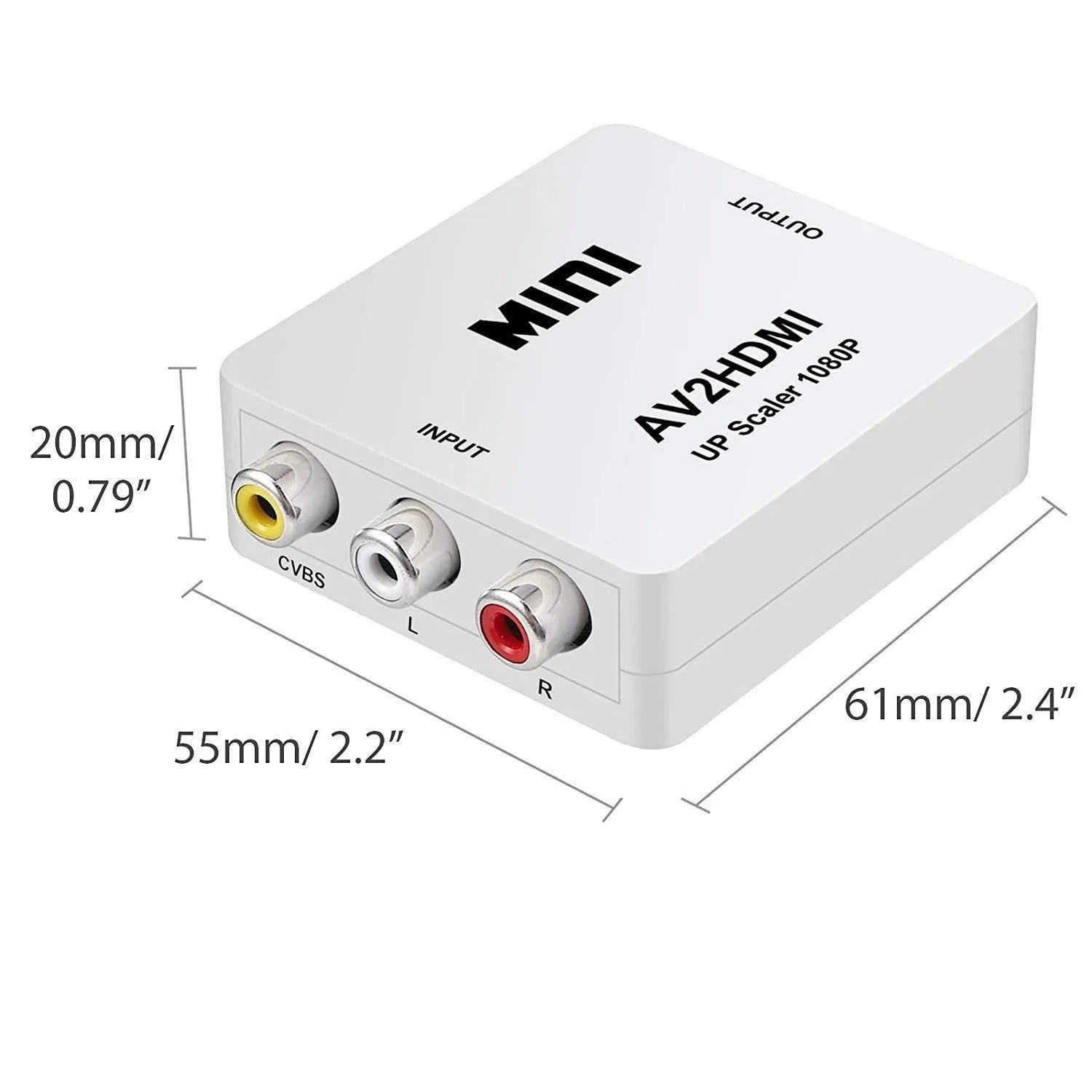 Black and white AV to HDMI converter cable with 0.5 metre length for 1080P TV line connection