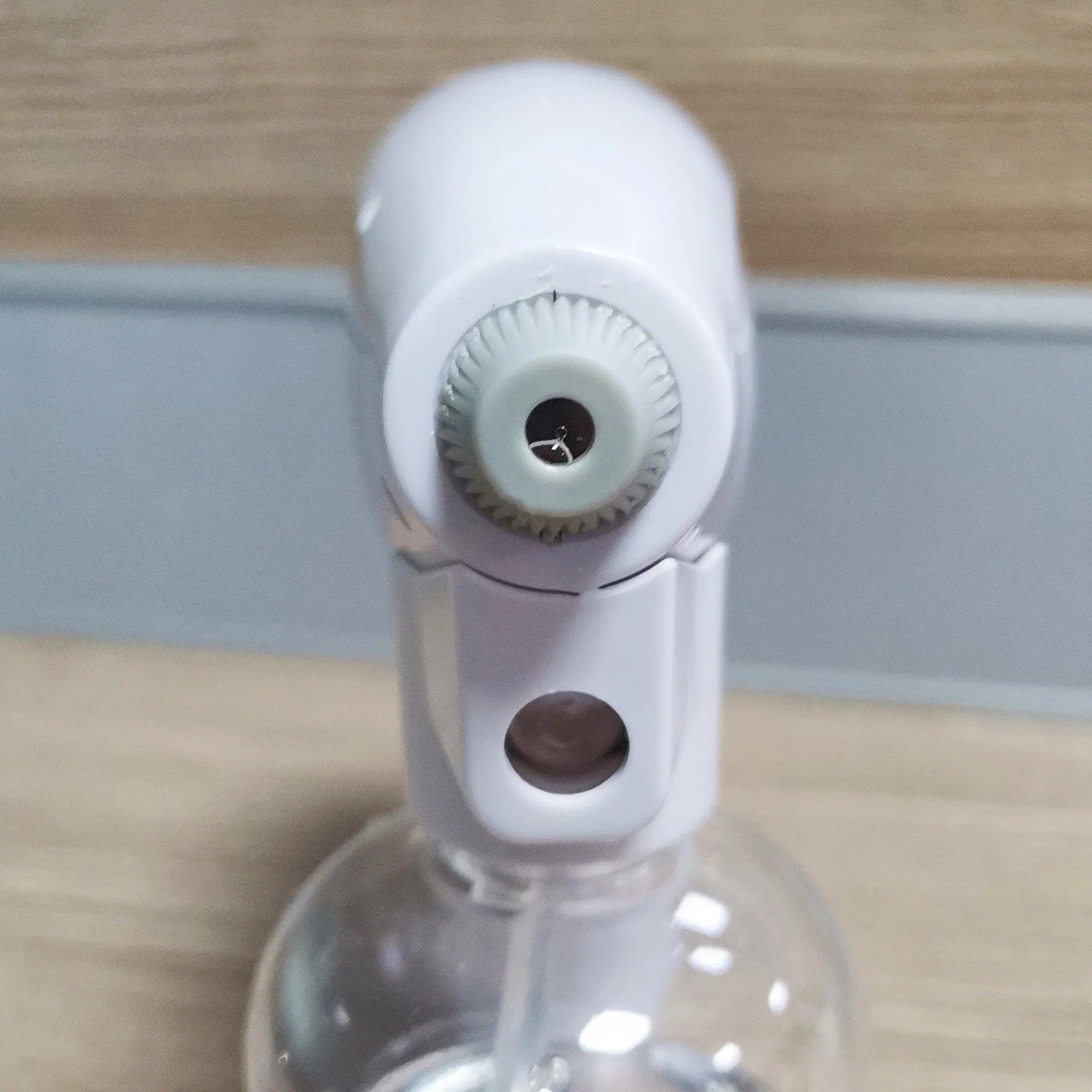 White handheld wireless electric spray disinfection gun with anti-blocking nozzle and USB-C charging port