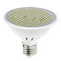E27 LED lamp cup bulb showing warm white and cool white options with different LED bead counts