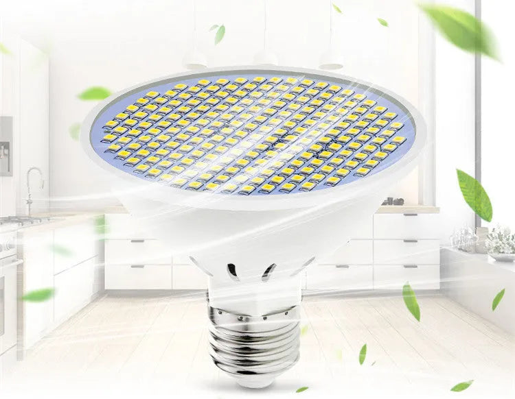 E27 LED lamp cup bulb showing warm white and cool white options with different LED bead counts