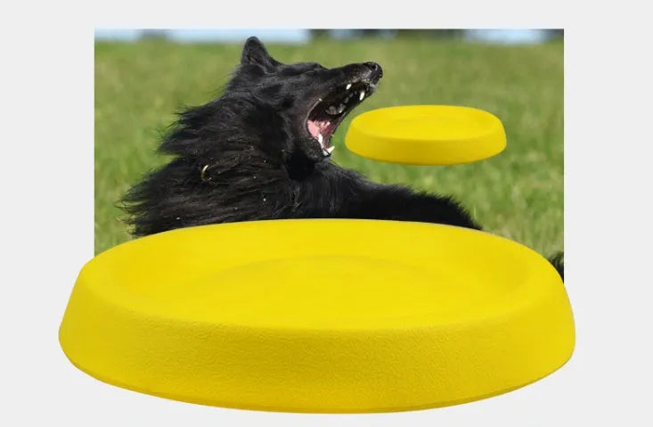 Yellow EVA dog throwing toy for training and bonding activities
