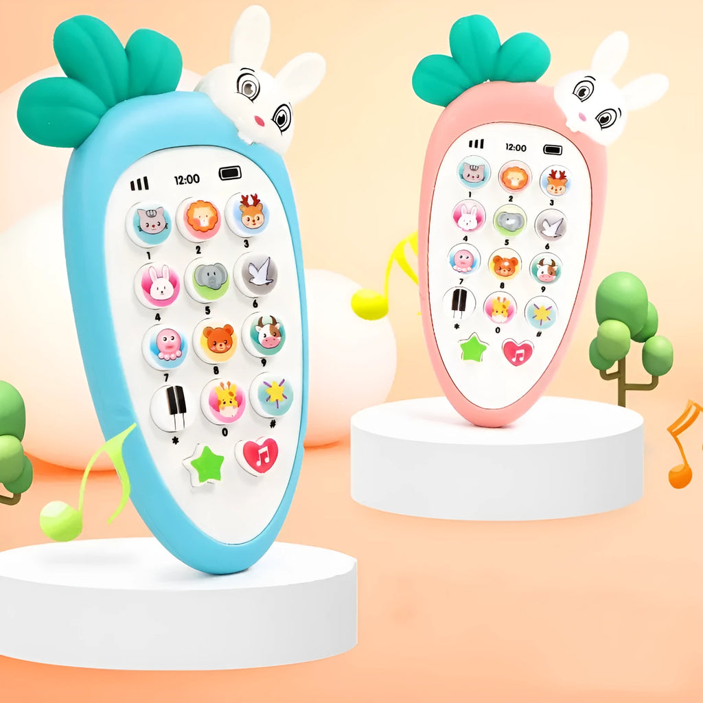 Baby electronic simulation phone toy in bright colours with educational buttons