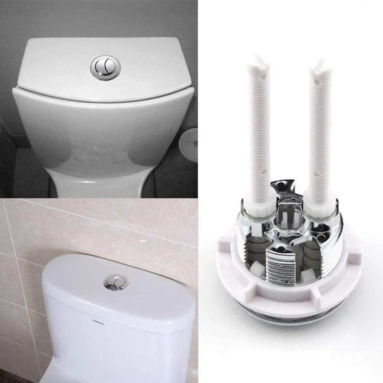 38mm round white ABS plastic double flush button for a one-piece toilet cistern.