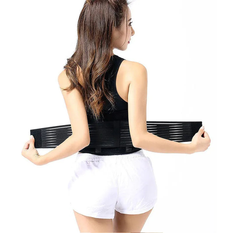Self-heating magnetic waist protection belt in black and beige colours with elastic cloth construction