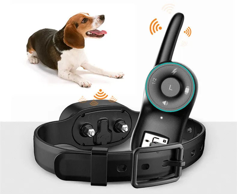 Waterproof dog training collar with rechargeable remote control for bark management