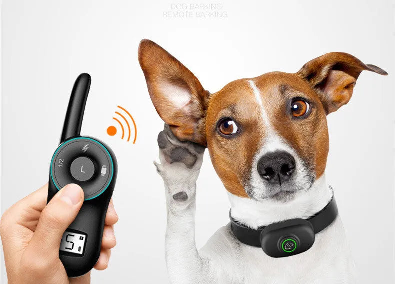 Waterproof dog training collar with rechargeable remote control for bark management