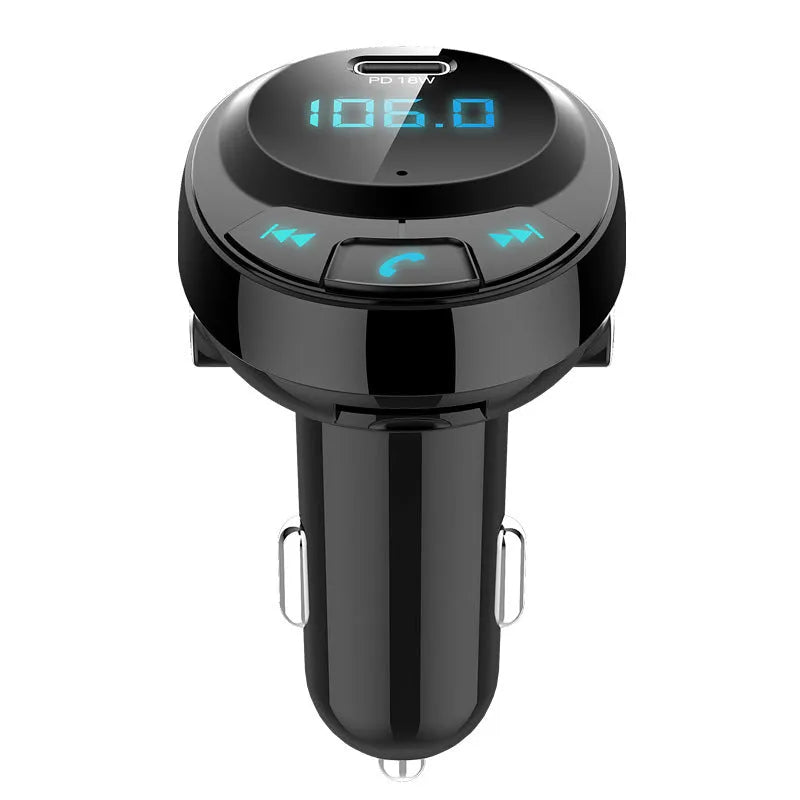 Black car MP3 charger with Bluetooth, digital display and dual USB ports