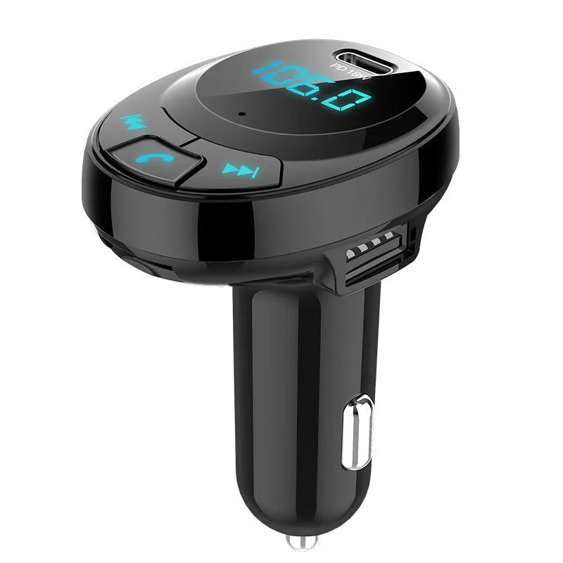 Black car MP3 charger with Bluetooth, digital display and dual USB ports