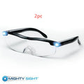 Transparent black USB LED reading glasses with integrated lighting for scheduled reading use