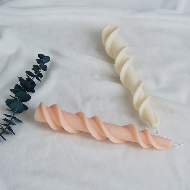 Spiral lace rod wax silicone mould for rotating candle patterns with photo colour finish
