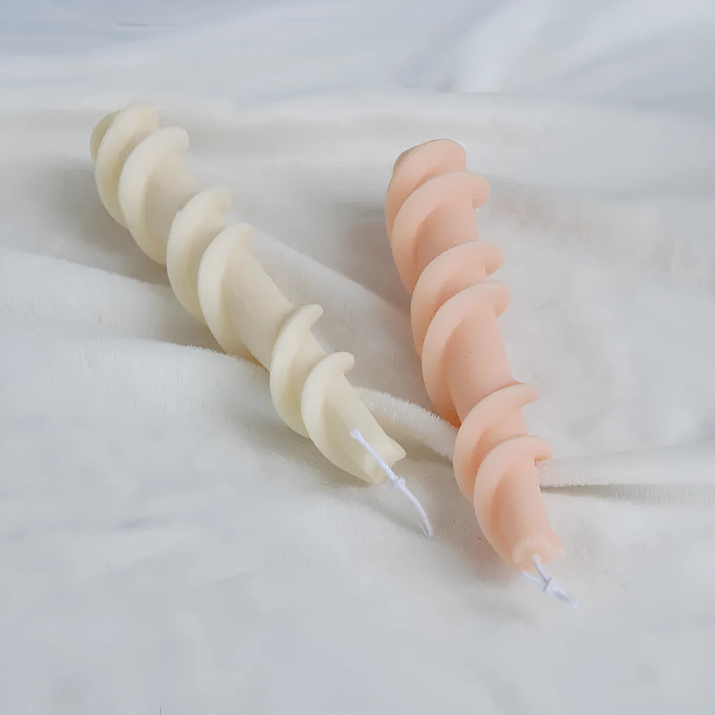Spiral lace rod wax silicone mould for rotating candle patterns with photo colour finish