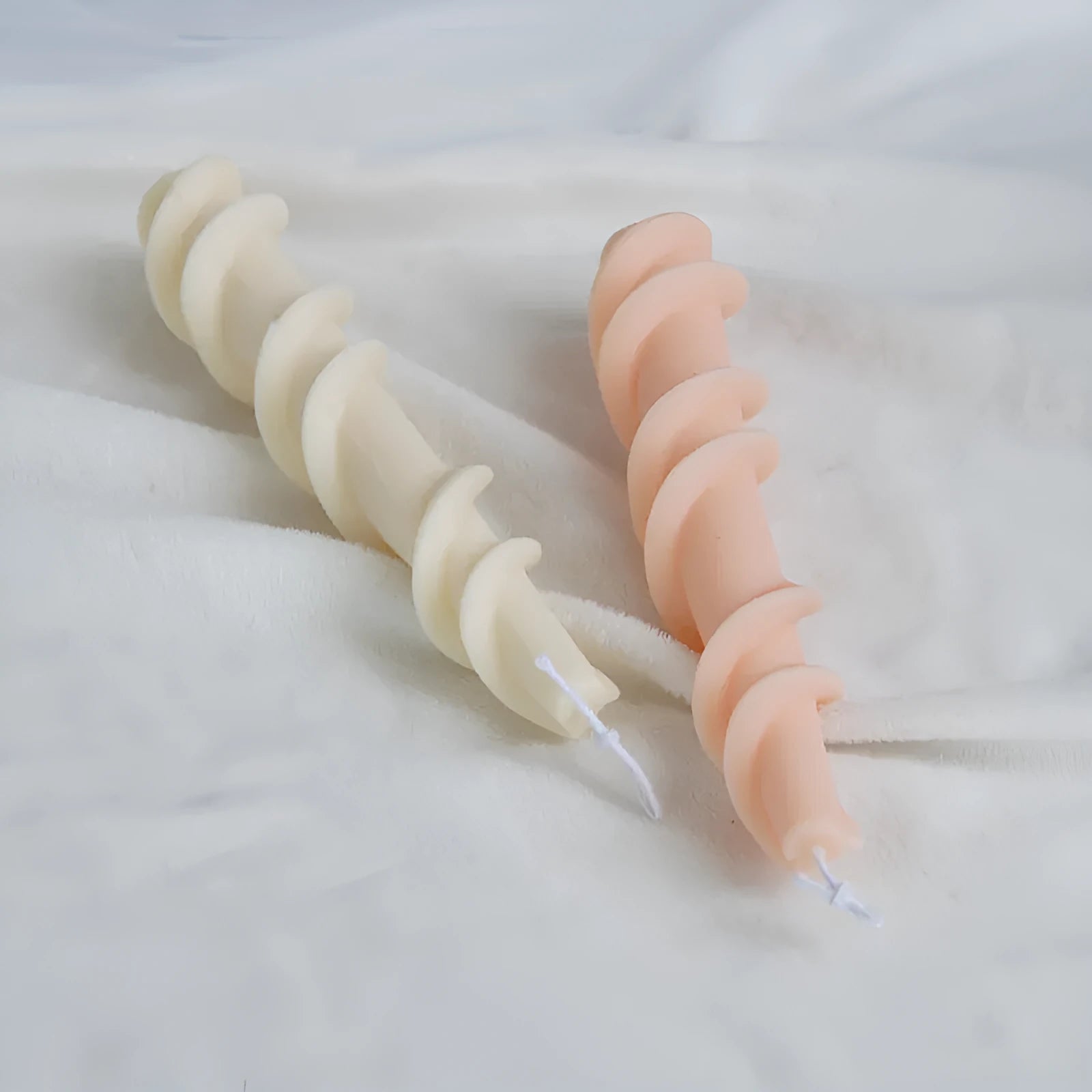 Spiral lace rod wax silicone mould for rotating candle patterns with photo colour finish