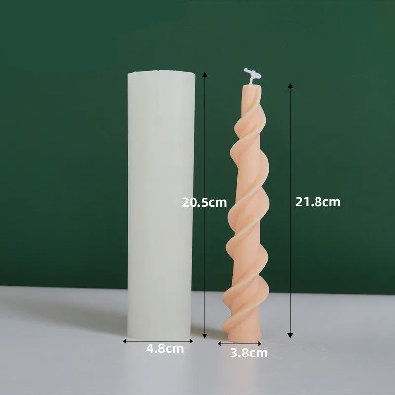 Spiral lace rod wax silicone mould for rotating candle patterns with photo colour finish