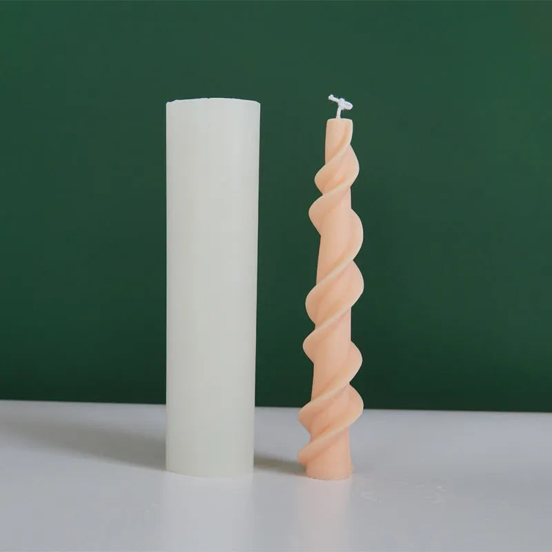 Spiral lace rod wax silicone mould for rotating candle patterns with photo colour finish