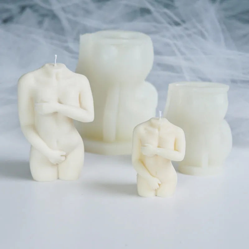 Silicone shy female body candle mould for DIY wax crafts