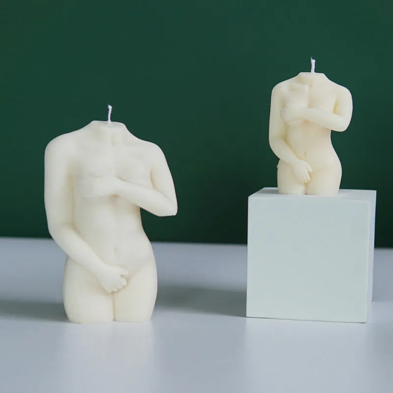 Silicone shy female body candle mould for DIY wax crafts