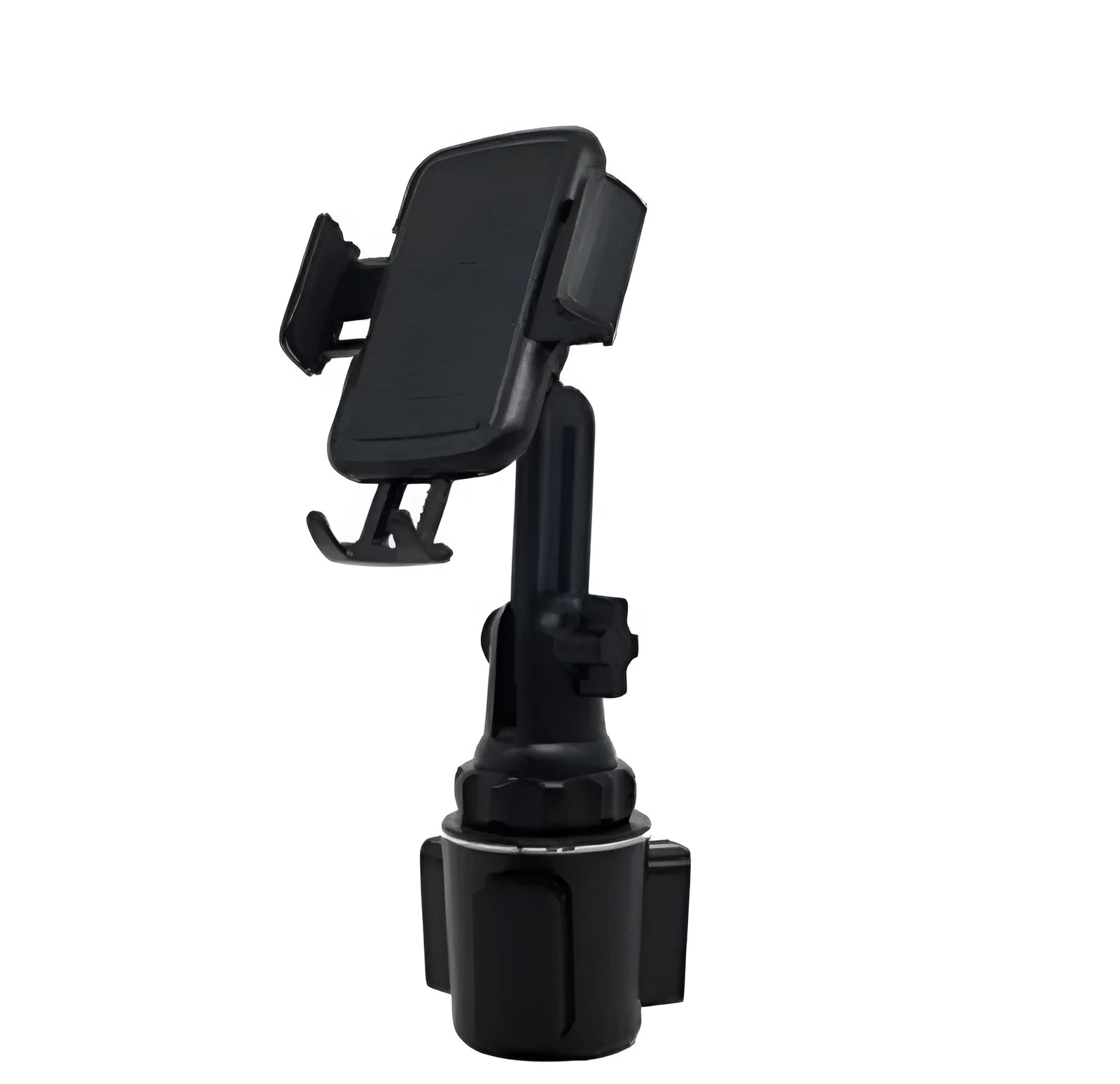 Black ABS car phone holder with adjustable height on dashboard