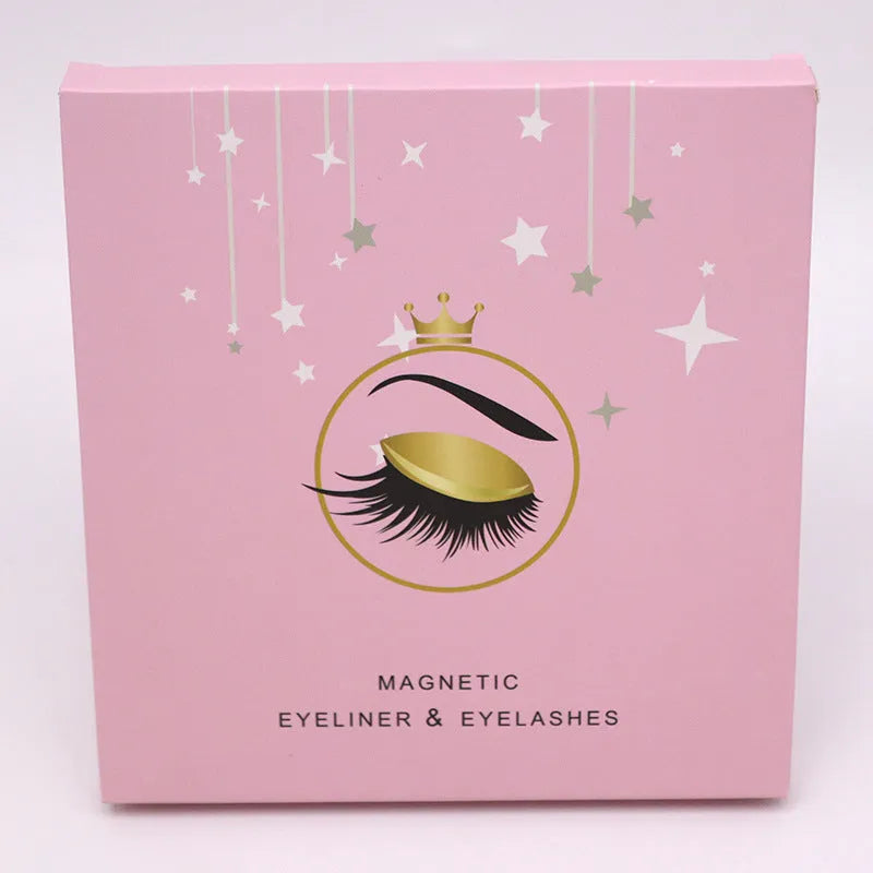 Magnetic false eyelashes and eyeliner set with waterproof properties and reusable design