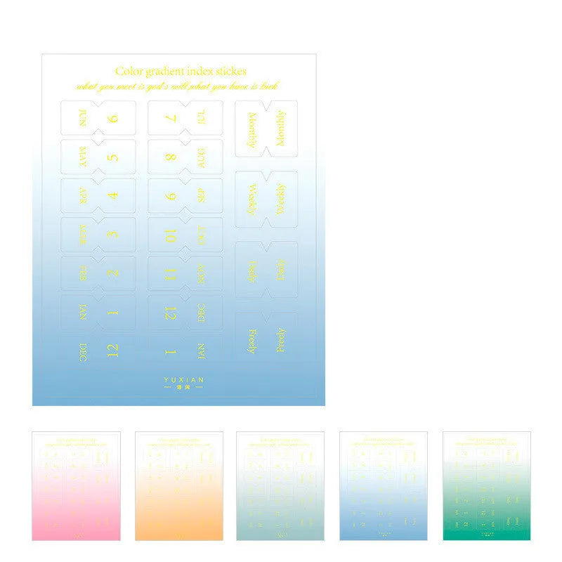 Morandi gradient label sticker sheets measuring 88x110mm with ten sheets per pack