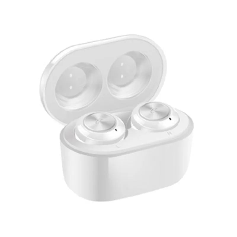 Black and white A6 noise cancelling Bluetooth headset with TWS bilateral stereo earphones