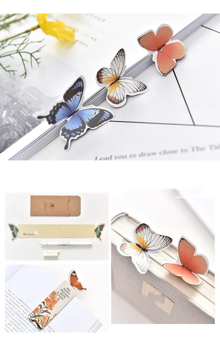 Butterfly-shaped paper bookmark with random colour design for gifting and stationery use.