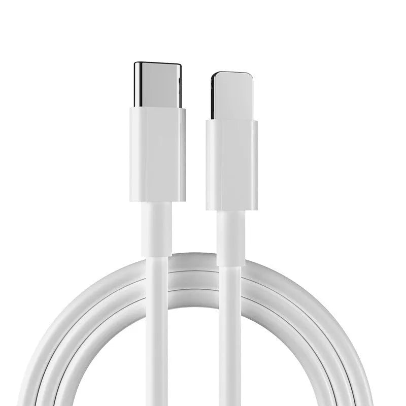 White 20W USB-C fast charger with 1 metre USB-C to Lightning cable for iPhone and iPad