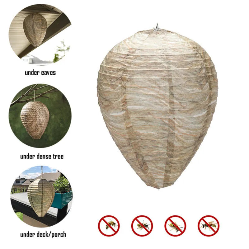 Gold beehive shaped paper lantern with honeycomb texture, shown hanging.