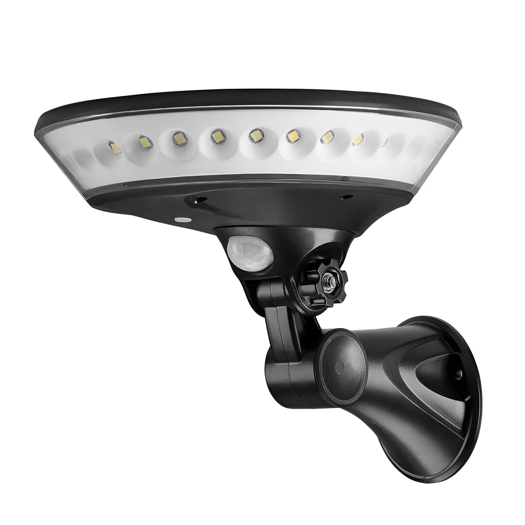 360 degree solar garden light with motion sensor in white ABS housing