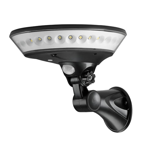 360 degree solar garden light with motion sensor in white ABS housing