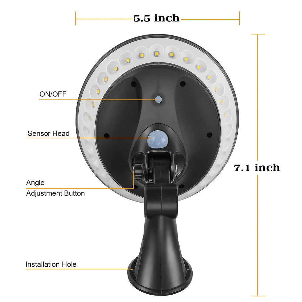 360 degree solar garden light with motion sensor in white ABS housing