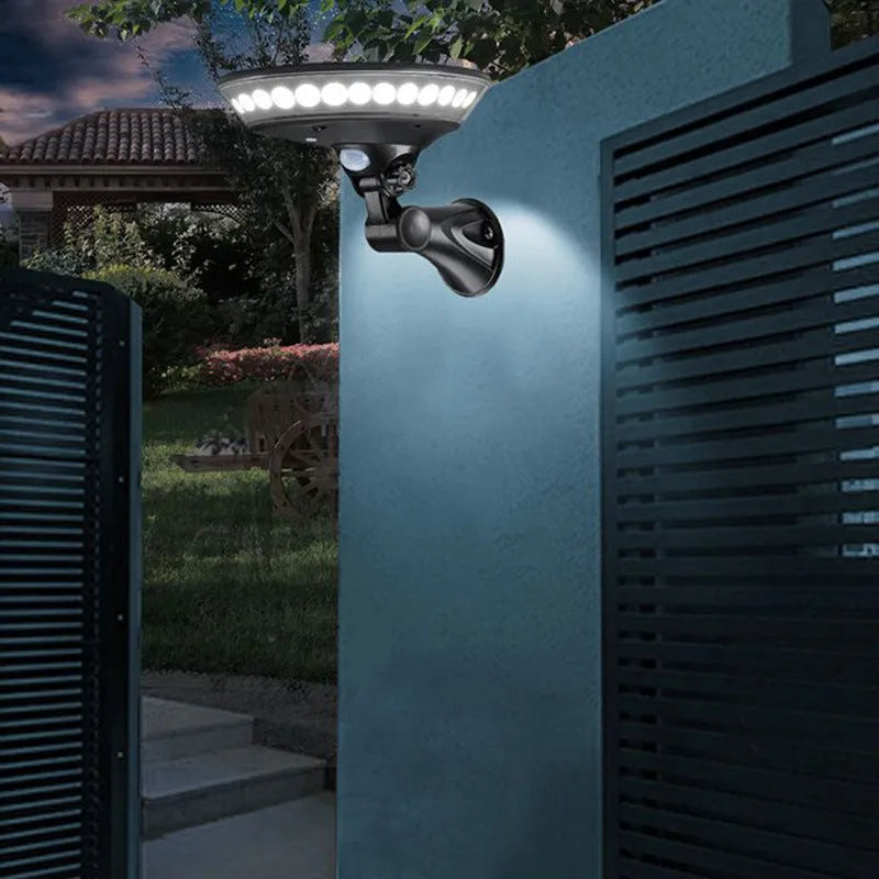 360 degree solar garden light with motion sensor in white ABS housing