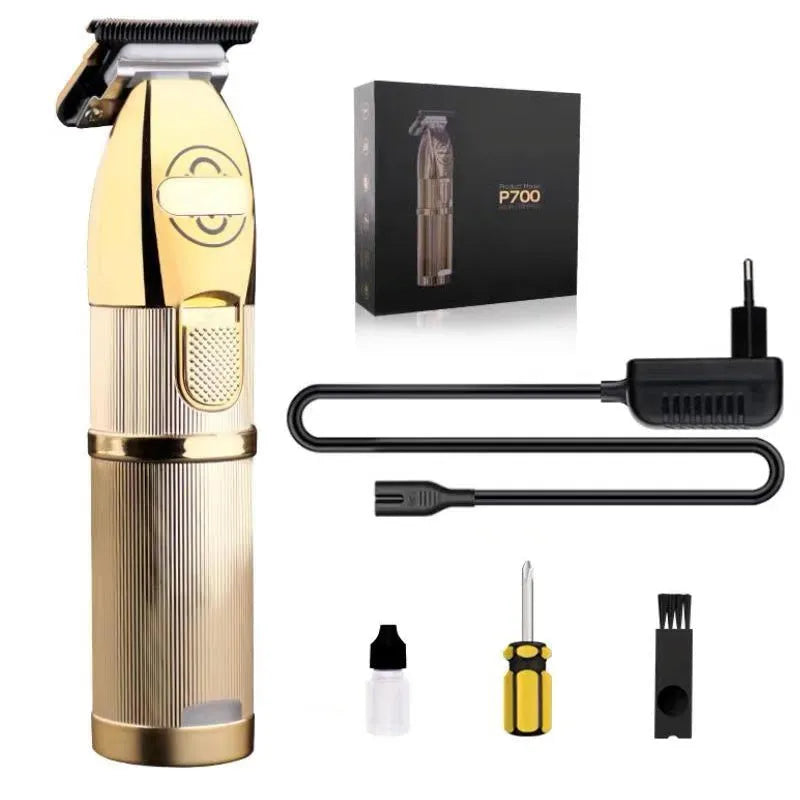 Gold cordless hair clipper with dual charging system and 25W motor