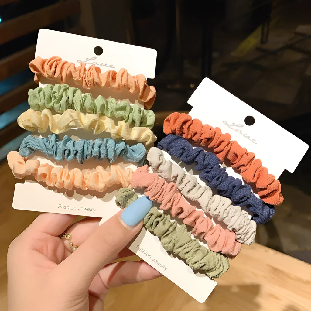 Children's hair ring and hair rope set with autumn colour assortment including macaron styles