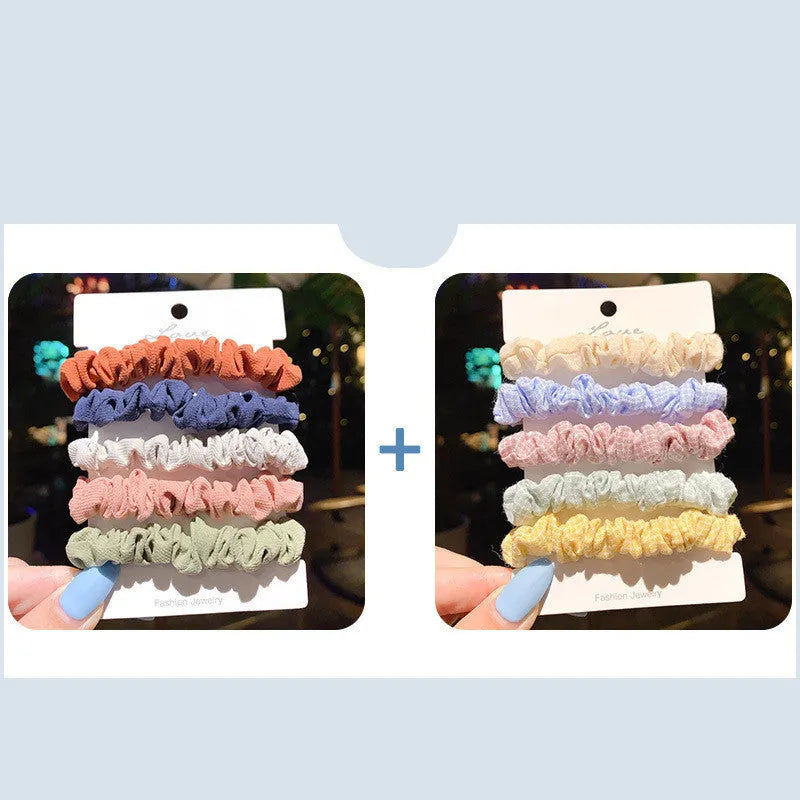 Children's hair ring and hair rope set with autumn colour assortment including macaron styles
