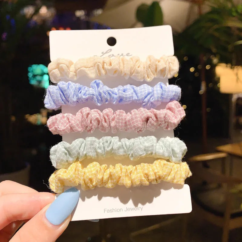 Children's hair ring and hair rope set with autumn colour assortment including macaron styles