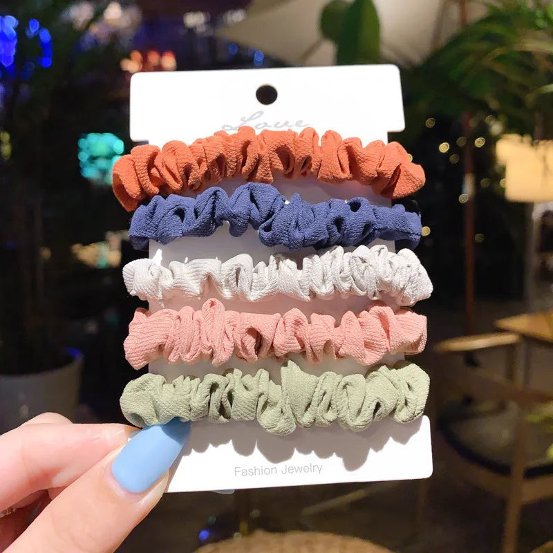 Children's hair ring and hair rope set with autumn colour assortment including macaron styles